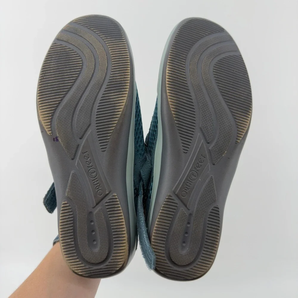 Orthofeet Mary Jane Sanibel Shoe Turquoise Blue Women 11.5W Hook & Loop Walking‎